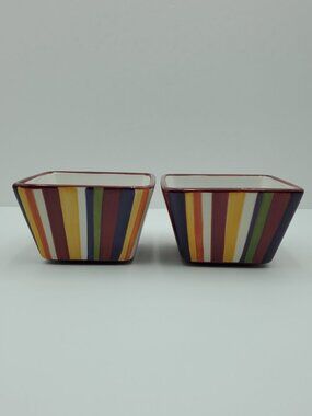 Pampered Chef Simple Additions Stripes Small Square Bowls Dessert Dip Bowls